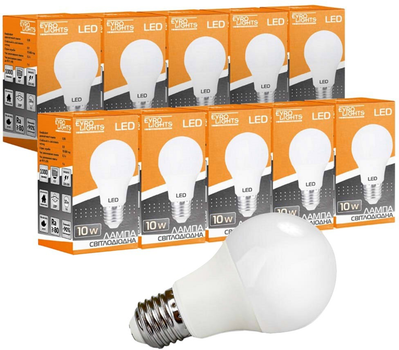Светодиодная лампа Evro Lights 10 Вт 4200К A-10-4200-27 Е27 (2100013350333) 10шт