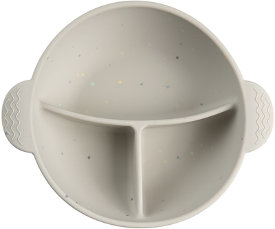 Мисочка силіконова Canpol Babies DOTS на присосці з секціями 360 мл Сіра (51/403_grey)