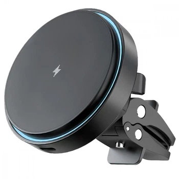 Автодержатель с Беспроводное зарядное устройство Proove Light Circle 15W (Black) (169651)