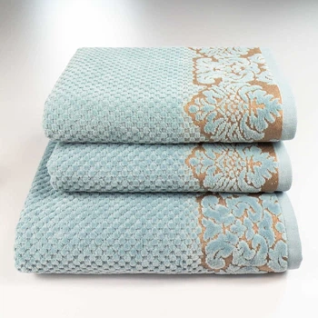 Набір махрових рушників 3шт 50x90см, 50x90см, 70x140см Damask Преміум якості Жакардове з велюром 550г/м2 (М'ятний)