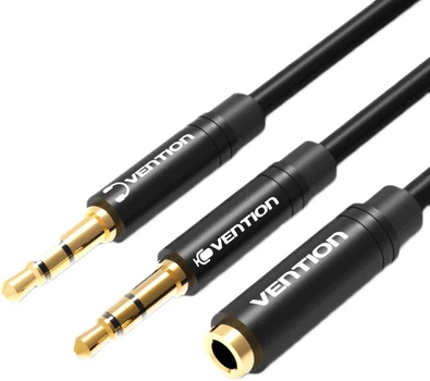 Кабель Vention Audio 3.5 мм F 4pin - 2x3.5 мм M 3pin з підтримкою мікрофона стерео 1 м (BBTBF)