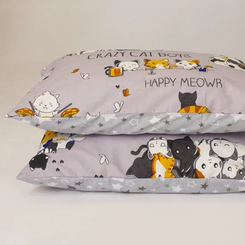 Наволочки Бязь Crazy Cat 40*60 см набор 2 шт Серый