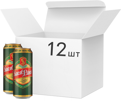 Упаковка пива Star of Pilsen світле фільтроване 4.7% 0.5 л x 12 шт. (8594166370616)