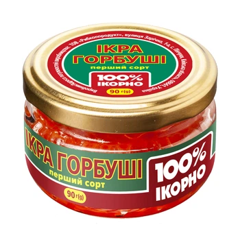 Икра лососевая Горбуши 100% Икорно 90 г в стеклянной банке