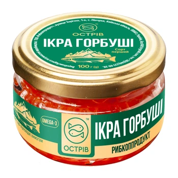 Икра лососевая Горбуши Остров 100 г в стеклянной банке