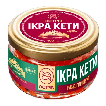 Икра лососевая Кеты Остров 100 г в стеклянной банке