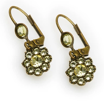 Серьги Michal Negrin с кристаллами Swarovski "Aurora Borealis" в форме цветка желтые