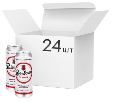 Упаковка пива Paderborner Pilsner світле фільтроване 4.8% 0.5 л х 24 пляшок (4101120015106)