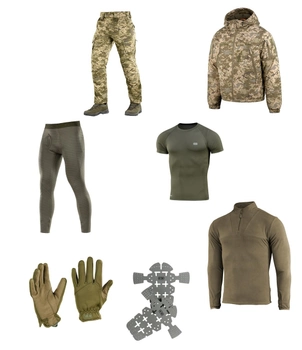 M-tac комплект ЗСУ тактична куртка, штани з наколінниками, кофта, термобілизна, рукавички 2XL