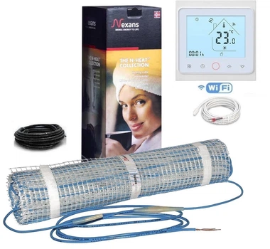 Тепла підлога Nexans Millimat/150 двожильний мат 600 Вт 4.0 м² з терморегулятором WiFi White