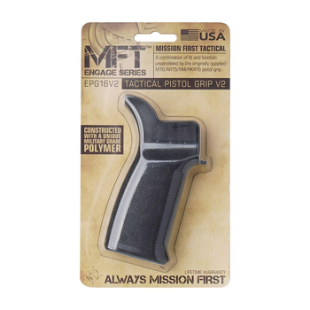 Ручка пистолетная MFT Engage Pistol Grip для AR-15 / M16 / M4 / HK416 - 15° Angle - Черная - EPG16V2-BL