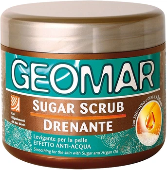 Розгладжуючий дренажний скраб для тіла з цукром та аргановим маслом Geomar Sugar Scrub 600g (878528-794991-2)