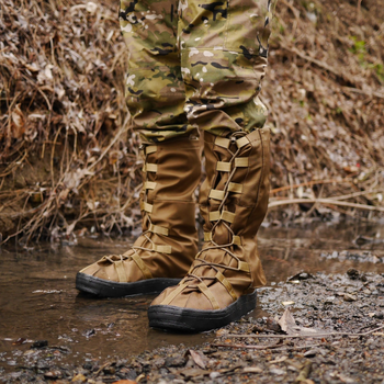 Тактические Бахилы водоталкивающие, Военные гамаши на обувь для Защиты от Дождя Койот M (39-41)