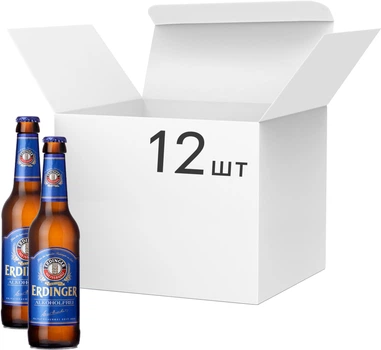 Упаковка пива Erdinger Alkoholfrei світле безалкогольне фільтроване 0.5% 0.33 л х 12 шт (4002103249535_4002103218579)