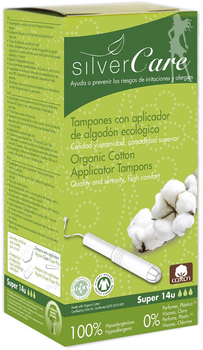 Tampony Masmi Silver Care Super z aplikatorem z bawełny organicznej 14 szt (8432984000318)