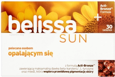 Suplement diety Aflofarm Belissa Sun wspierający prawidłową pigmentację skóry 30 tabletek (5906071005546)