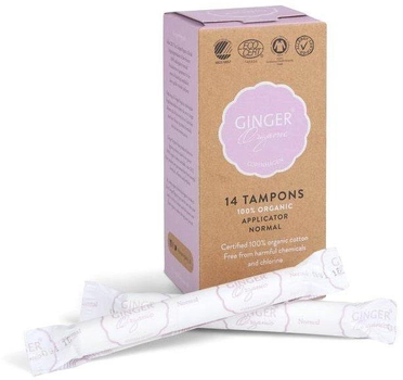 Tampony Ginger Organic Tampons organiczne Normal z aplikatorem 14 szt (5713334000053)