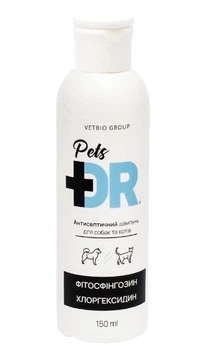Шампунь для собак и кошек Dr.Pets, с фитосфингозином и хлоргексидином, антисептический, 150 мл