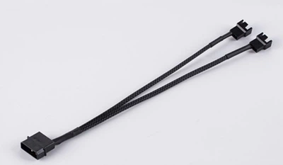 Переходник питания в оплетке MOLEX (молекс) 4 pin -> 2 шт 3/4 pin для кулера 12в 27см fan кулер кабель питание cooler 2x (528894786-2) Чорний