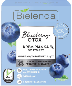 Krem pianka do twarzy Bielenda Blueberry C-TOX nawilżająco-rozświetlająca na dzień i noc 40 g (5902169038649)