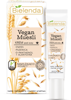 Krem pod oczy Bielenda Vegan Muesli Moisturizing & Soothing Cream nawilżająco-kojący do każdego rodzaju cery 15 ml (5902169037840)