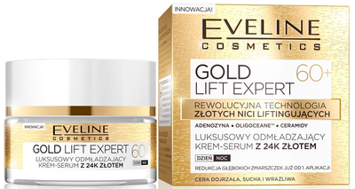 Krem-serum do twarzy Eveline Gold Lift Expert 60+ luksusowy odmładzający z 24k złotem na dzień/noc 50 ml (5901761941951)