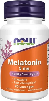 Добавка Now Foods Melatonin 3 мг 90 жувальних таблеток (733739032584)
