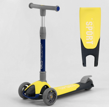 Самокат трехколесный Best Scooter складной алюминевый руль колеса со светом Желтый (F-55295)