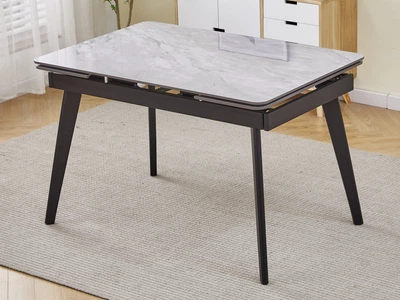 Стол обеденный раскладной OSLO CERAMIC 120(180)*80 серый глянец/черный каркас Intarsio
