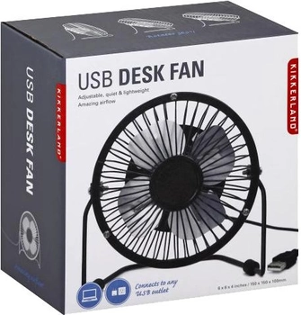 Wentylator Kikkerland USB Metal Desk Fan Black (US143-BK-EU) (0612615084179)