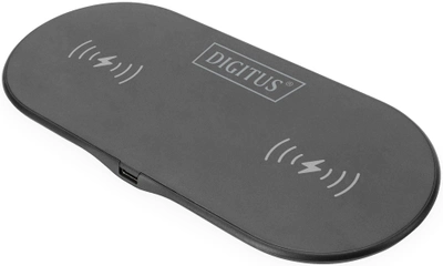 Бездротовий індуктивний зарядний пристрій Digitus 15Вт Qi Duo-Power 1м USB-C Чорний (DA-10082)