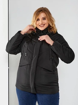 Женская демисезонная куртка с капюшоном больших размеров MODA 0025 60 Черный (M -0025 /1 E )