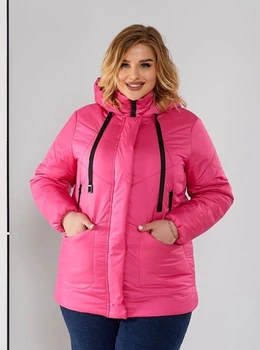 Женская демисезонная куртка с капюшоном больших размеров MODA 0025 56 Розовый (M -0025 /2 C )