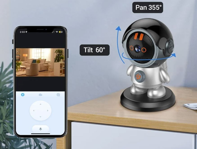 Поворотная беспроводная камера видеоняня HD Smart Camera Робот 8936 3мп 2К Black
