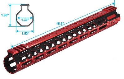 Цівка Leapers UTG PRO Ultra Slim15" для AR15. M-LOK. Black/Red