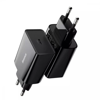 Блок питания Быстрая зарядка Сетевое зарядное устройство Baseus Speed Mini PD Charger 20W Type-C Black