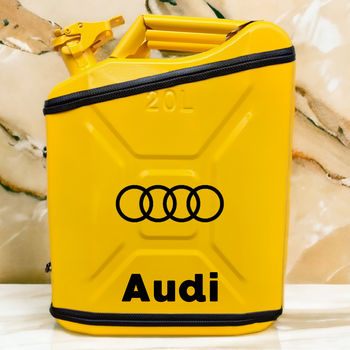 Подарочный набор для мужчин Канистра бар 20 л желтая с логотипом л Audi + посуда в мини бар