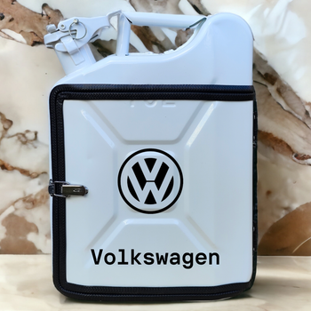 Подарочный набор для мужчин Канистра бар 10 л белая с логотипом Volkswagen + 2 бокала