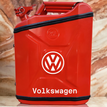 Подарочный набор для мужчин Канистра бар 20 л красная с логотипом Volkswagen + посуда в мини бар