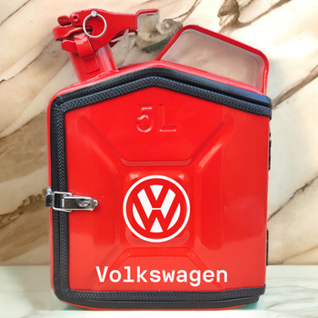 Подарочный набор для мужчин Канистра бар 5 л красная с логотипом Volkswagen + 2 бокала