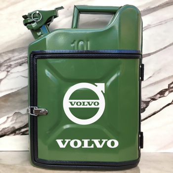 Подарочный набор для мужчин Канистра бар 10 л хаки с логотипом Volvo + 2 бокала