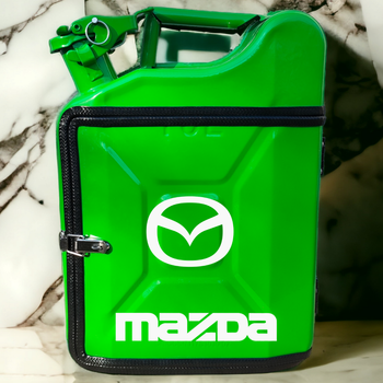 Подарочный набор для мужчин Канистра бар 10 л зеленая с логотипом Mazda + 2 бокала