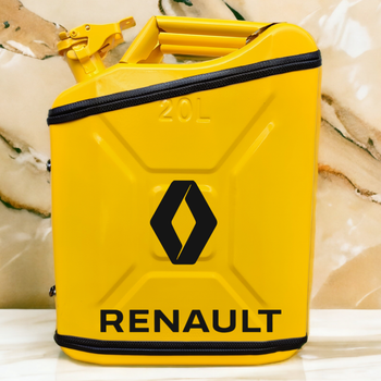 Подарочный набор для мужчин Канистра бар 20 л желтая с логотипом Renault + посуда в мини бар