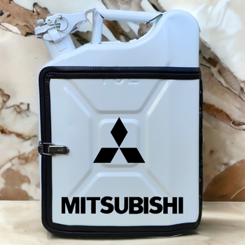Подарочный набор для мужчин Канистра бар 10 л белая с логотипом Mitsubishi + 2 бокала