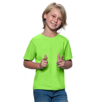 Детская футболка JHK, KID T-SHIRT, базовая, однотонная, для мальчика, салатовая, размер 128, на 7/8 лет