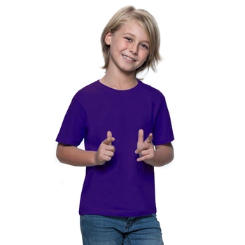 Дитяча футболка JHK, KID T-SHIRT, базова, однотонна, для хлопчика, фіолетова, розмір 122, на 7/8 років