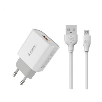 Мережевий зарядний пристрій WK WP-U57 плюс кабель microUSB 1 м QC3.0 18W білий