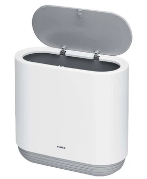 Ведро для мусора MVM BP-14 пластиковое 10 л Бело-серое (BP-14 WHITE/GRAY)
