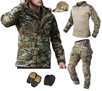 Тактический костюм - куртка M65 (ветрока), убакс, штаны, кепка + защита Han Wild G3 multicam 3XL