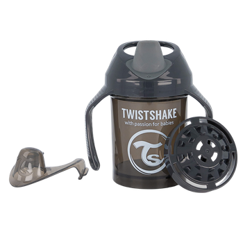 Kubek niekapek Twistshake 4 m + czarny 230 ml (7350083120571)